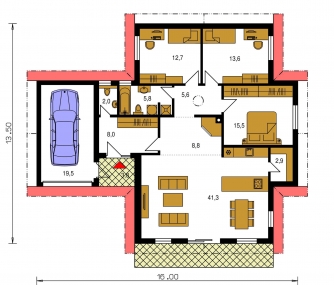 Floor plan of ground floor - BUNGALOW 181
